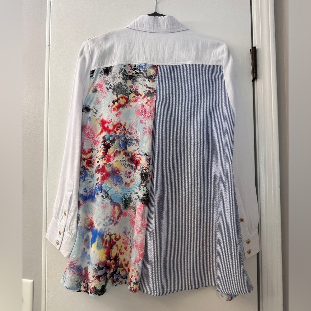 Caleoas Women’s Patchwork Button-Down Shirt Flora… - image 3